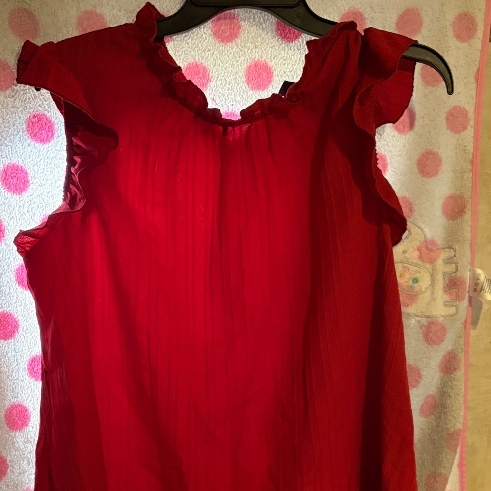 Elegant Red Ruffle Sleeve Top